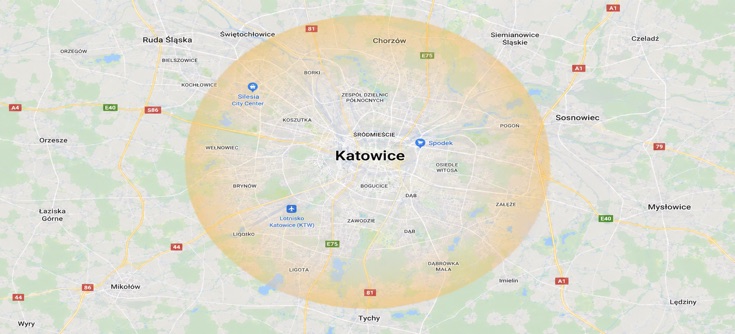 Mapa Katowic